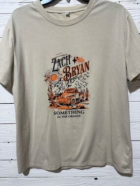 Women’s Graphic Tee - Beige with Orange Print
